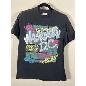 VTG 80s Washington DC Graffiti Graphic Shirt USA Made Single Stitch Large (H)